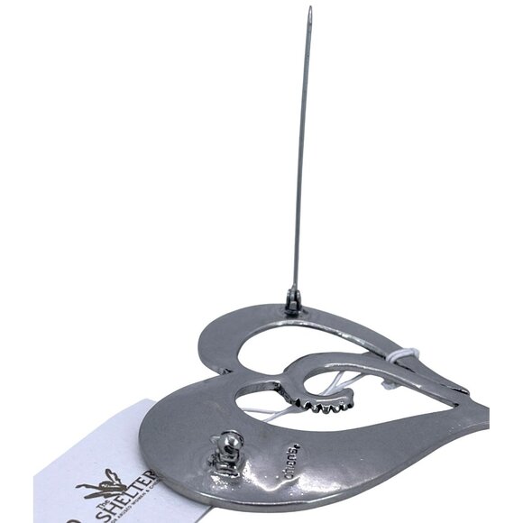 Chicos Silver-Tone Rhinestone Heart Of Change Brooch Pin Fashion Statement NWT - Picture 6 of 10